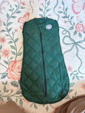 Quilted Emerald Green swaddle sleep sac with Center Zip